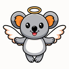 Animal Holiday Icon Cute Koala Angel Flying Cartoon Vector