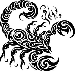 Striking scorpion silhouette vector design. Minimalistic insect illustration. Perfect for Scorpio zodiac art.