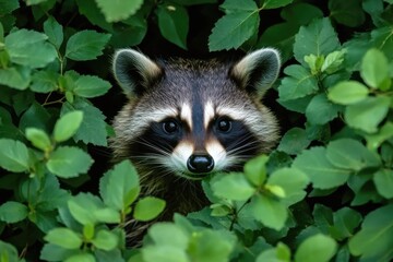 Fototapeta premium Curious Raccoon in Foliage