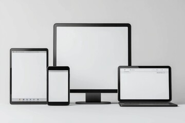 Multiple responsive screen and mobile devices mockup created with Generative AI