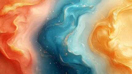 Fototapeta premium Abstract fluid art with vibrant colors and gold accents - generative ai