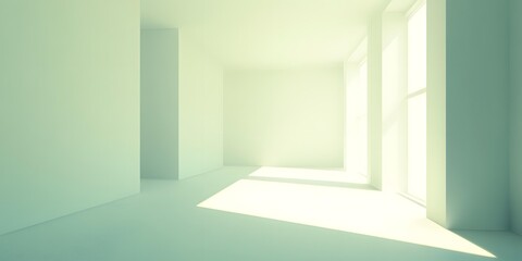 Empty Room With Windows And Sunlight