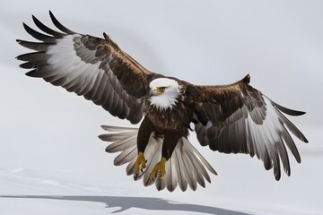 Obraz premium Iberian Imperial Eagle Flying with White Background, Realistic Photo, Pattern Background, Wallpaper, Cover and Screen for Smartphone, Cell Phone, Computer, Laptop