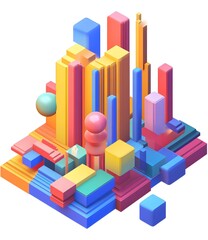Colorful Abstract Geometric Shapes Cityscape Illustration