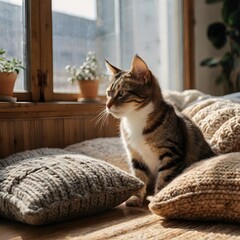 cat sitting on a sofa