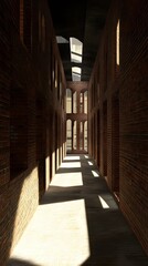 Fototapeta premium Brick Corridor with Light and Shadow