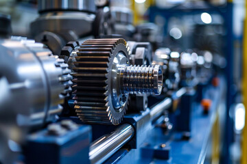 Naklejka premium Close-up of Industrial Machine Gears