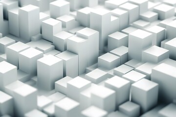 Abstract White Cube Cityscape 3D Rendering
