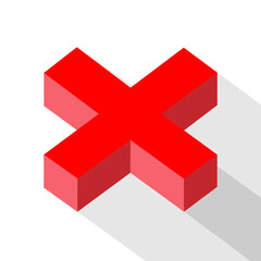 Obraz premium Cross symbol red color 3d style vote sign