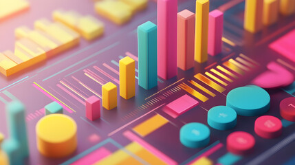 Financial data analysis, 3D illustration