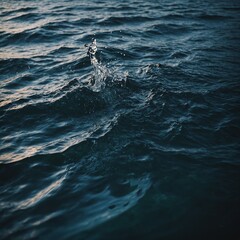 Naklejka premium Raindrops splashing on the surface of a tranquil pond creating concentric ripples