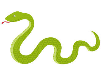 舌を出した緑の蛇のイラスト

