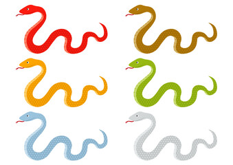 Obraz premium 舌を出した蛇のイラストのセット 