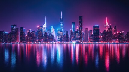 Fototapeta premium Nighttime Skyline of New York City