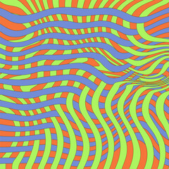 Groovy intertwined Psychedelic Geometric Background. Vintage wavy lines bound. Vector illustration