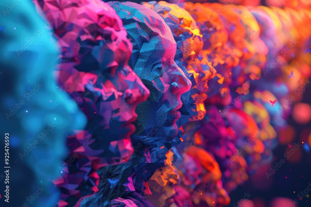 Fototapete an artistic image of a vibrant and colorful digital art piece featuring a thoughtful expression. abs