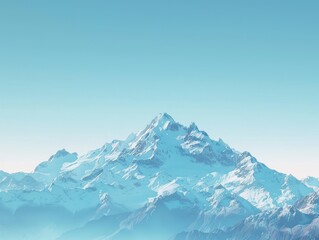Obraz premium High-altitude mountain range with snow-capped peaks under a blue sky.