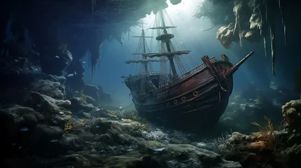 A shipwreck on the ocean floor