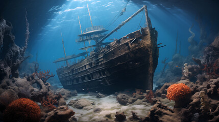A shipwreck on the ocean floor