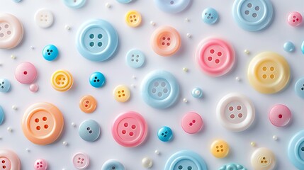 pastel light colorful buttons in various sizes and shapes