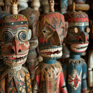 Traditional monigotes or stuffed dummies representing Gods. Generative ai