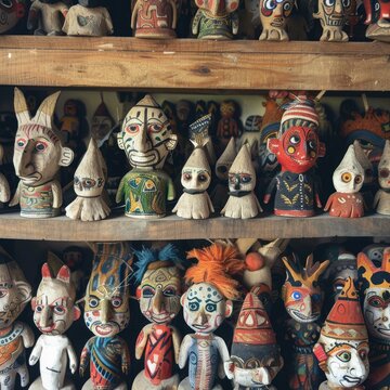 Traditional monigotes or stuffed dummies representing Gods. Generative ai