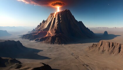 Erupting Mountain in Desert: Volcanic Power Unleashed