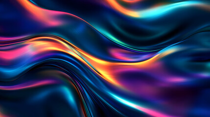 Fototapeta premium Abstract iridescent blue, purple, and orange gradient wave pattern.