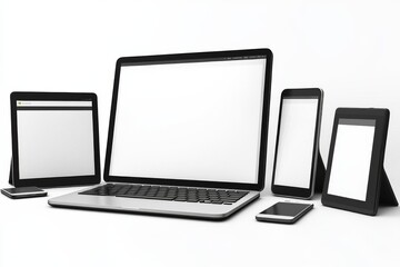 Multiple responsive screen and mobile devices mockup created with Generative AI