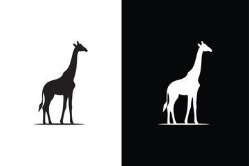 A set of giraffe vector silhouettes isolated on a white background.