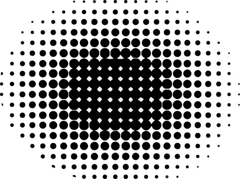 Abstract black halftone dot forming an ellipse - Powered by Adobe