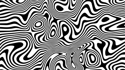 Trippy Wavy abstract funny doodle style coloring page. Black line isolated on white. Stylish card.