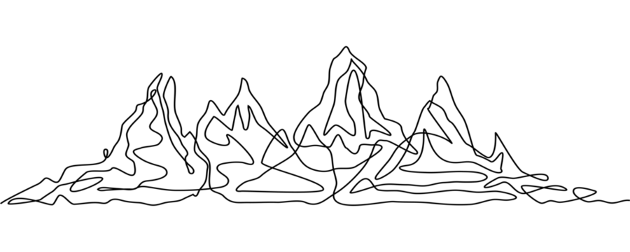 Simplistic black line art of mountain ranges - Powered by Adobe