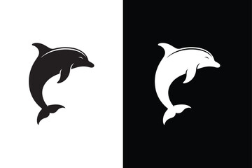 Dolphin icon. Vector icon isolated on black and white background.
