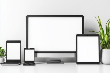 Multiple responsive screen and mobile devices mockup created with Generative AI