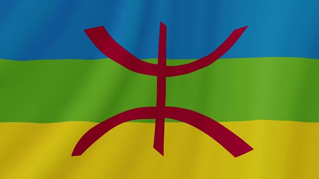 Berber Waving Flag. Realistic Flag Animation. Seamless Loop Background.	
