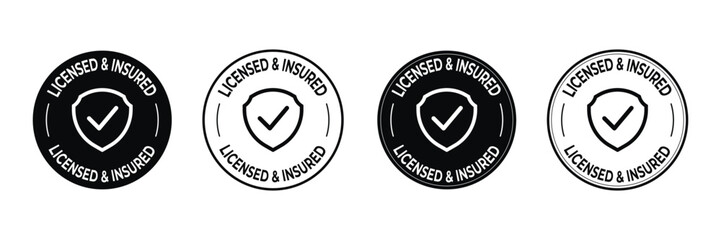 Set of Licensed and insured icon vector illustration.