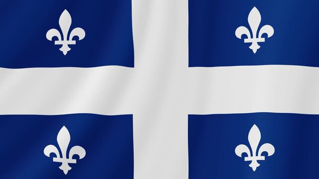 Quebec Waving Flag. Realistic Flag Animation. Seamless Loop Background.	
