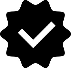 Badge with white checkmark design element