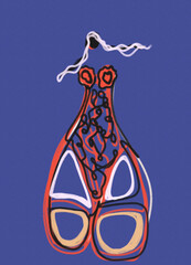 Woman in bathing suit and drawing illustration 