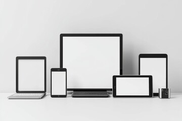 Multiple responsive screen and mobile devices mockup created with Generative AI