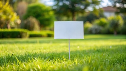 Blank yard sign on grass with blurred background, temporary, yard sign, grass, shallow depth of field, copy space