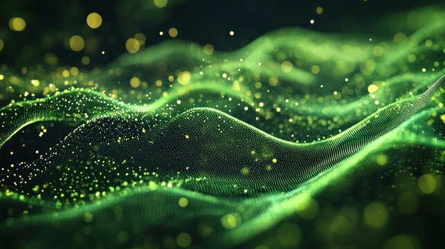 abstract blue green technology background with a cyber network grid and connected particles artificial neurons global data connections .stock immage