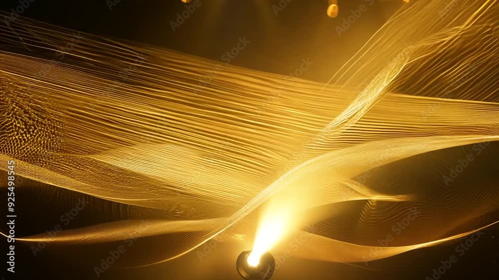 Poster abstract gold light display with flowing patterns and design generative ai