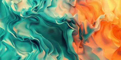 Obraz premium Vibrant Abstract Waves in Orange and Turquoise created by ai