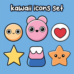 Kawaii Icon/Sticker Set for Post design and printing