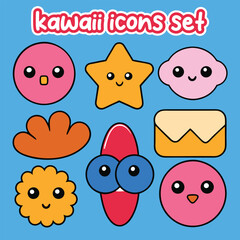 Kawaii Icon/Sticker Set for Post design and printing