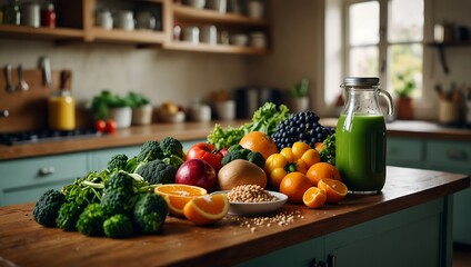 still life with vegetables and fruits