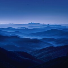 Obraz premium Blue Appalachian mountains with a clear night sky.