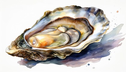 A beautifully detailed illustration of an open oyster showcasing its pearl, highlighting the natural beauty of marine life.